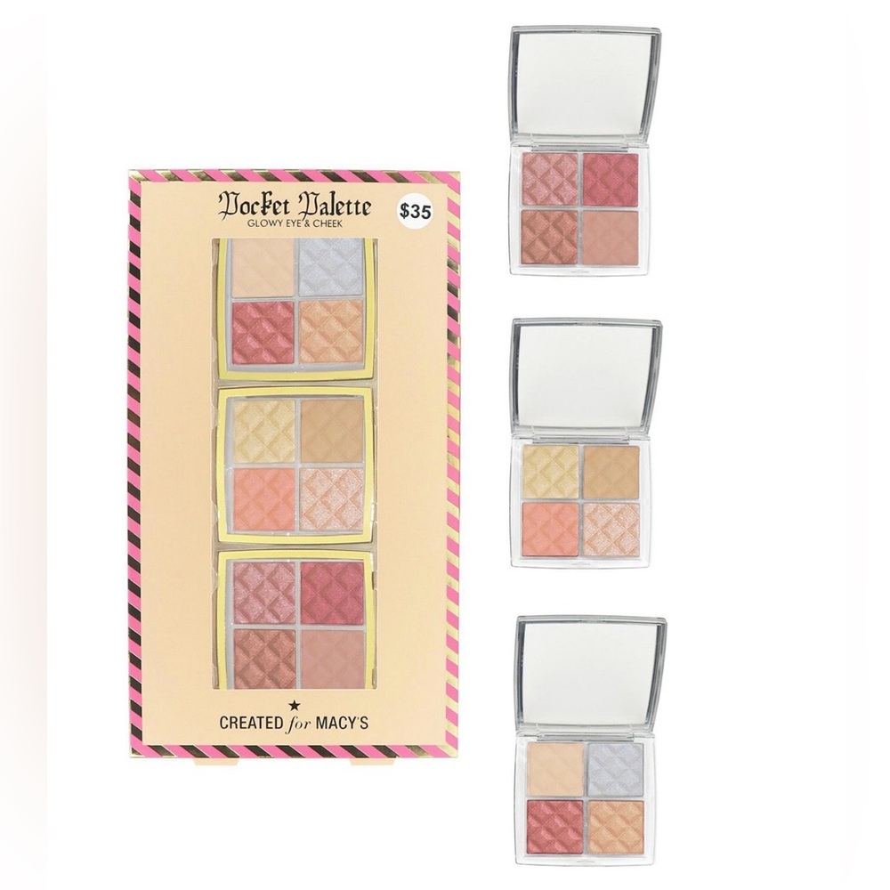 Macys 3 piece Glowy Eye Cheek Pocket Palettes Set eyeshadow blush highlighter